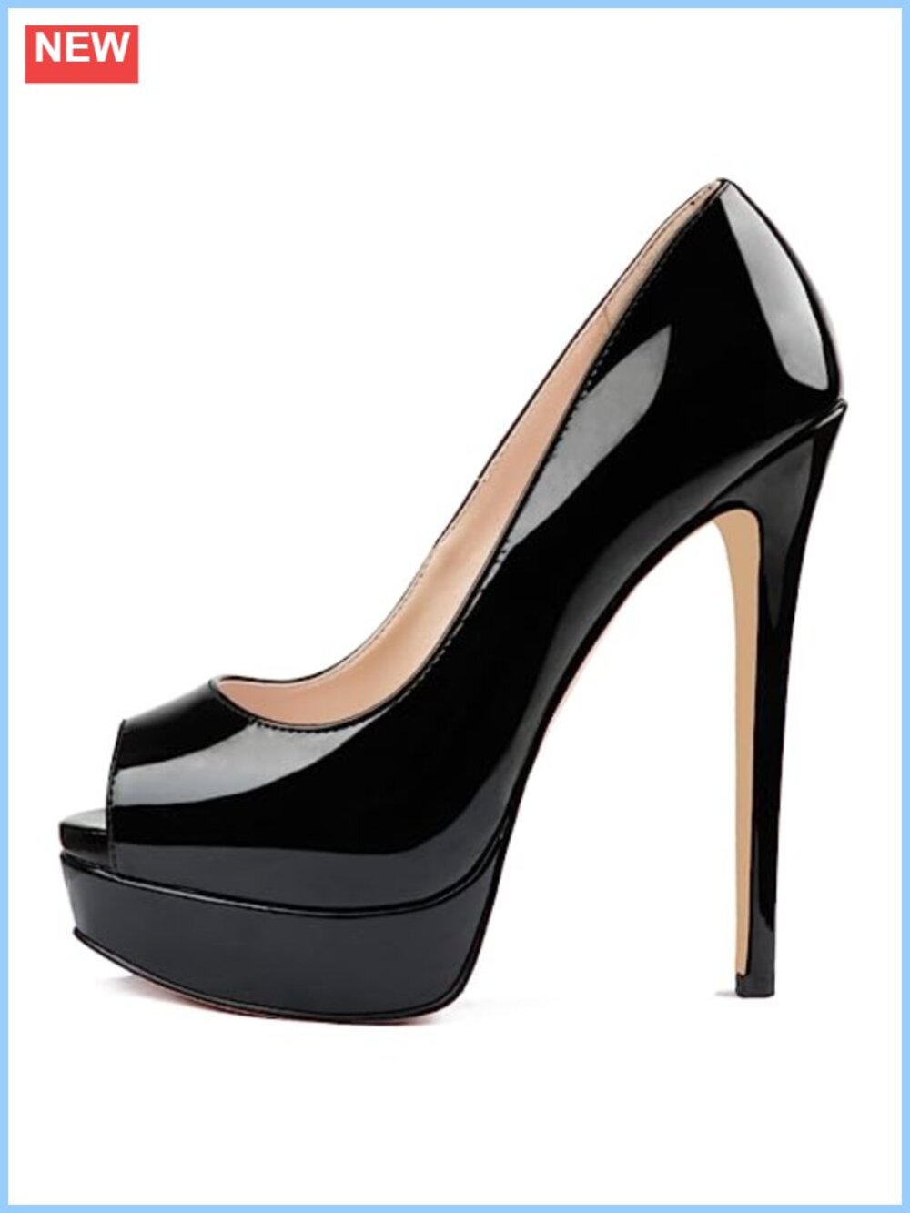 Women's 6 Inch Platform Stiletto Heels Peep Toe Pumps Faux Leather